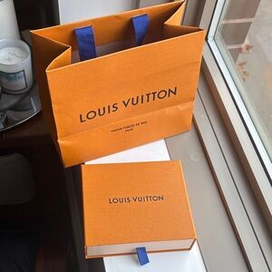 Louis Vuitton Orange Bag and Box Set with Blue Accents